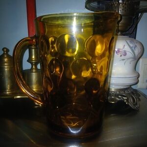 Beautiful Vintage Amber Glass Pitcher